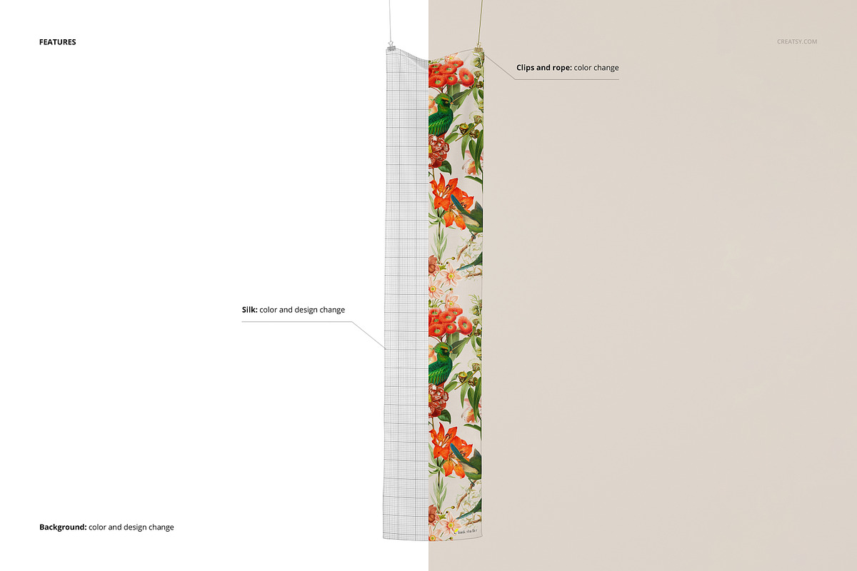 Crepe de Chine Silk Scarf Mockup Set, a Mask Mockup by creatsy5 (Photo 3 of 8)