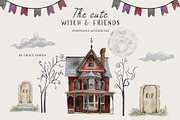 Cute Halloween watercolor clipart, a Seasonal Illustration by Grace Noboa Illustrations (Thumbnail 8 of 12)