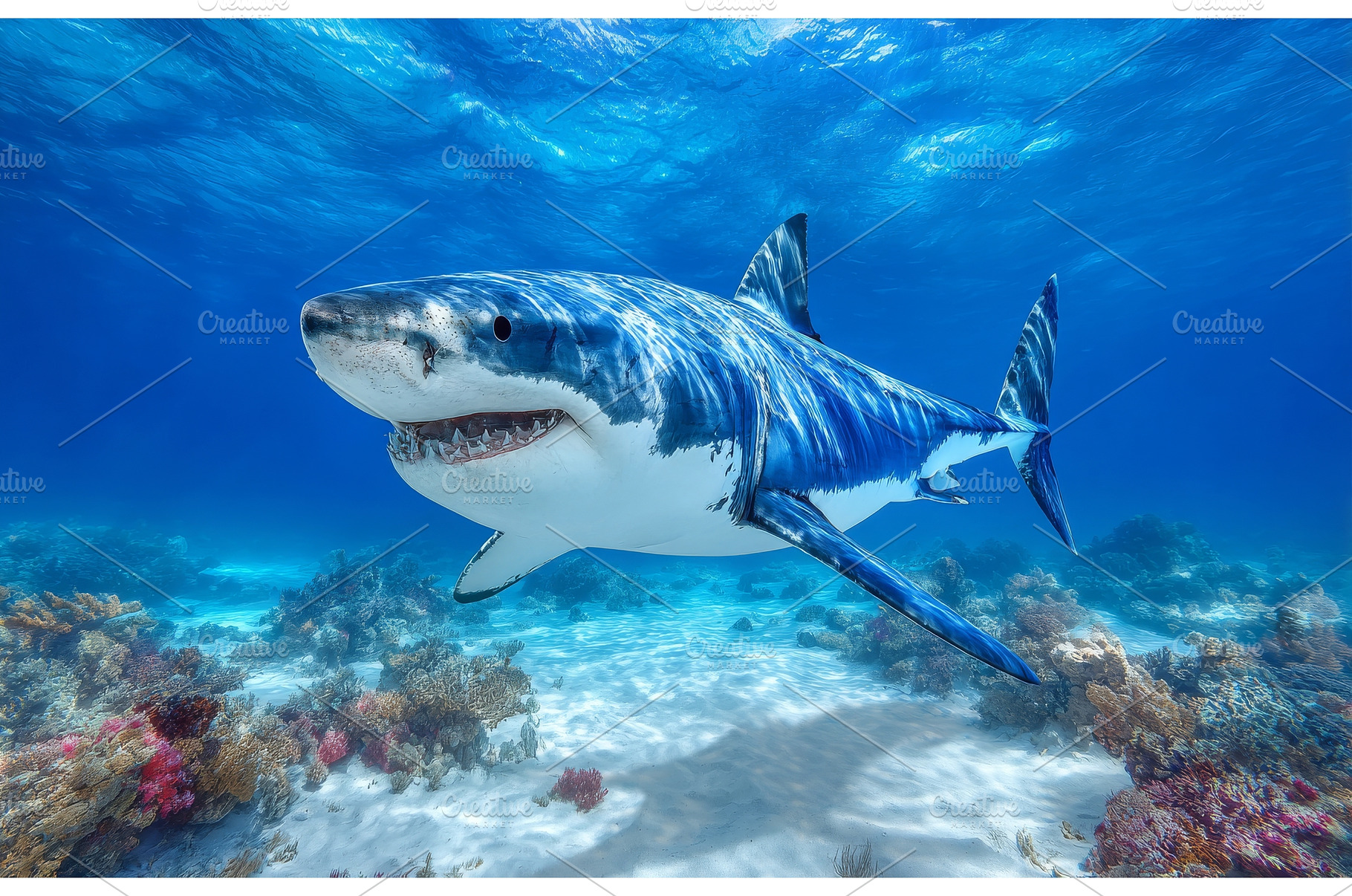 Great white shark viewed underwater, an Animal Photo by ZinetroN