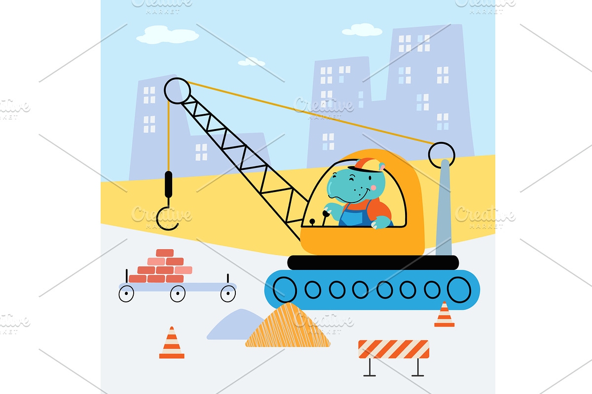 Animal construction poster. Cartoon, an Illustration by Valerie Bodnar