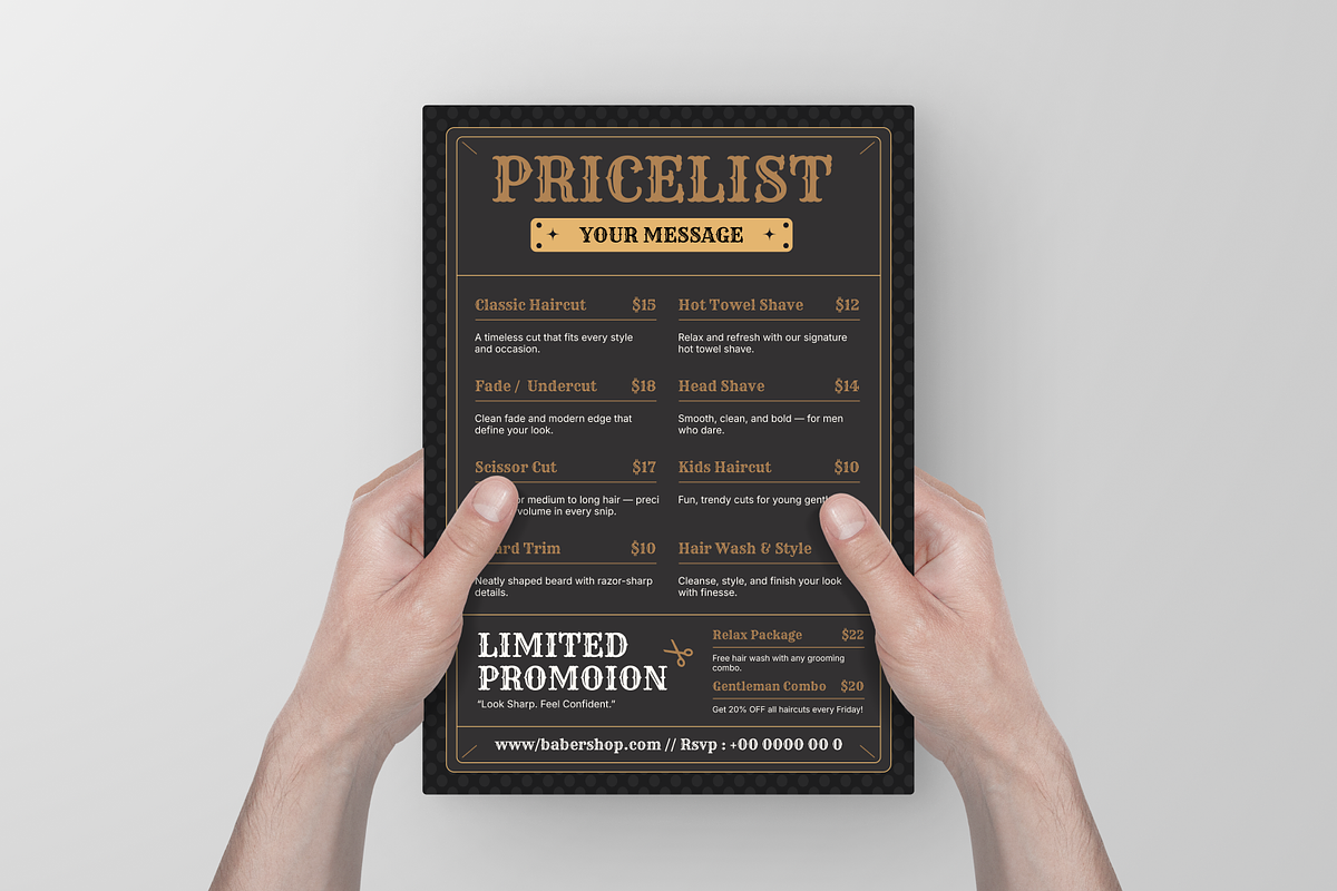 Barbershop Promotion Flyer, a Flyer Template by Annora Studio (Photo 5 of 6)