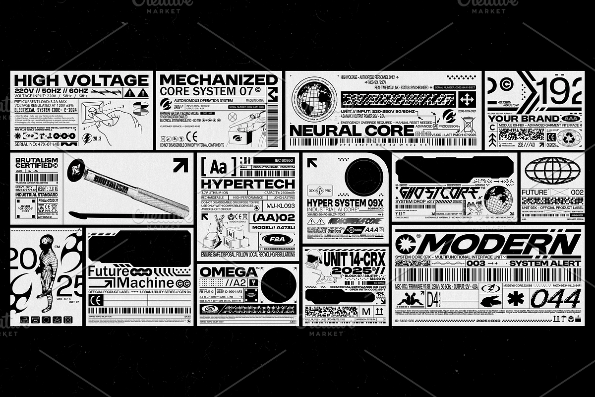 Brutalism tech label pack 3, an Object Graphic by BonkiStudio (Photo 2 of 12)