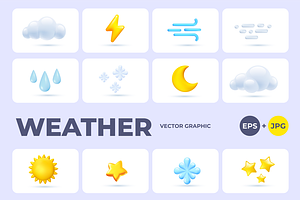 3D Weather | Vector Icon Set, an Object Graphic by wowomnom