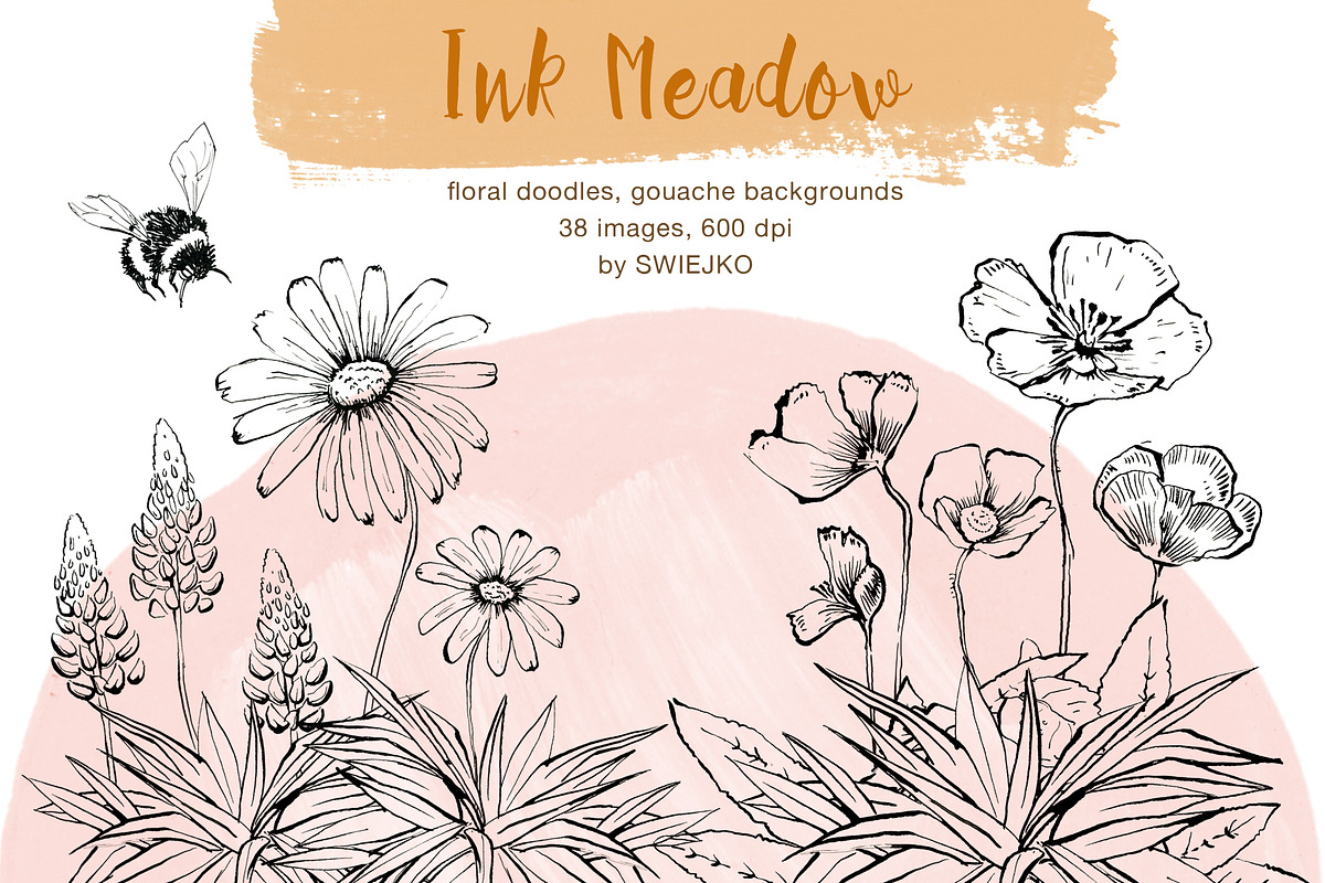 Flower Doodle clipart, Ink Meadow, an Illustration by swiejko (Photo 1 of 8)