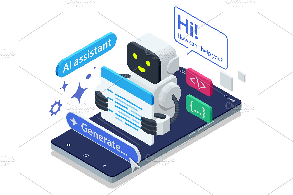 AI assistant on smartphone, a Technology Illustration by Golden Sikorka