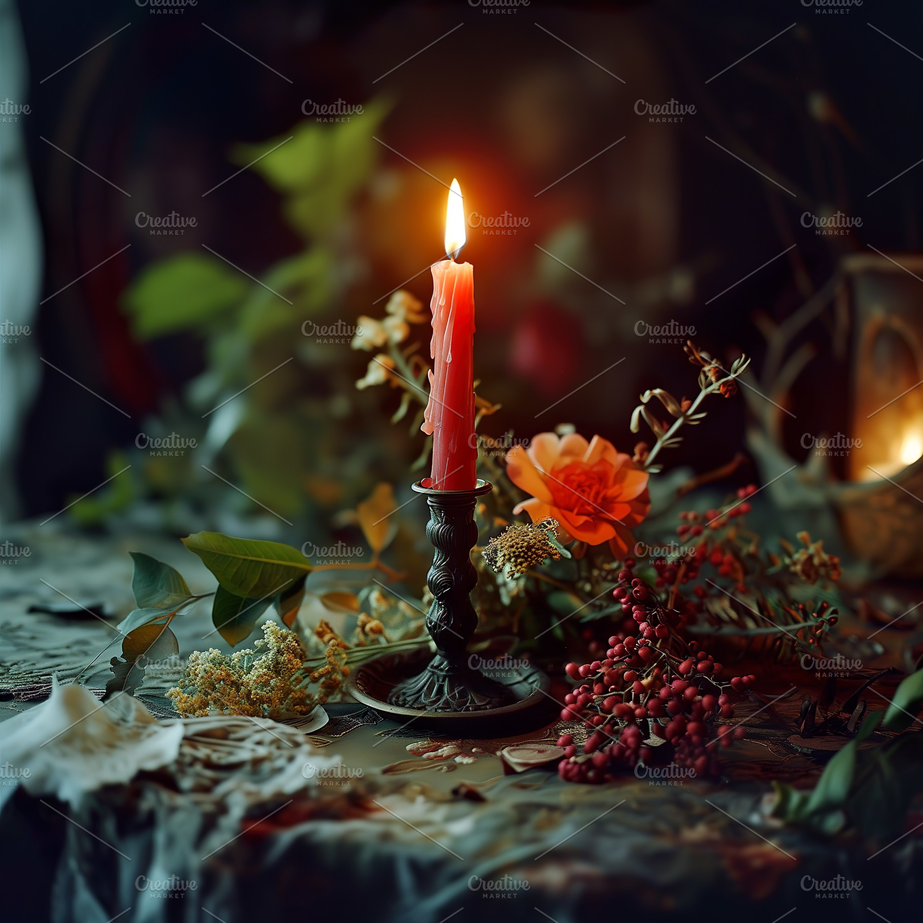 Moody Red Candle & Decor, an Arts & Entertainment Photo by k.tay