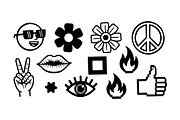 Retro Black Icon Clipart Set, an Illustration by designvectx (Thumbnail 3 of 3)