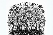 50 Mystical Galaxy Forest Silhouette, a Technology Illustration by Amazin_art (Thumbnail 13 of 34)