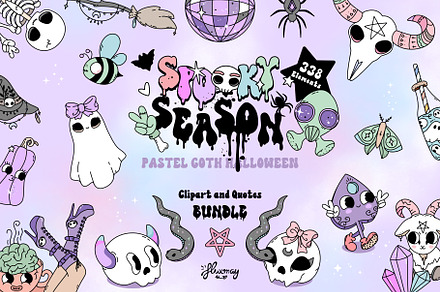 Pastel Goth Halloween creepy bundle, a Seasonal Illustration by Huxmay