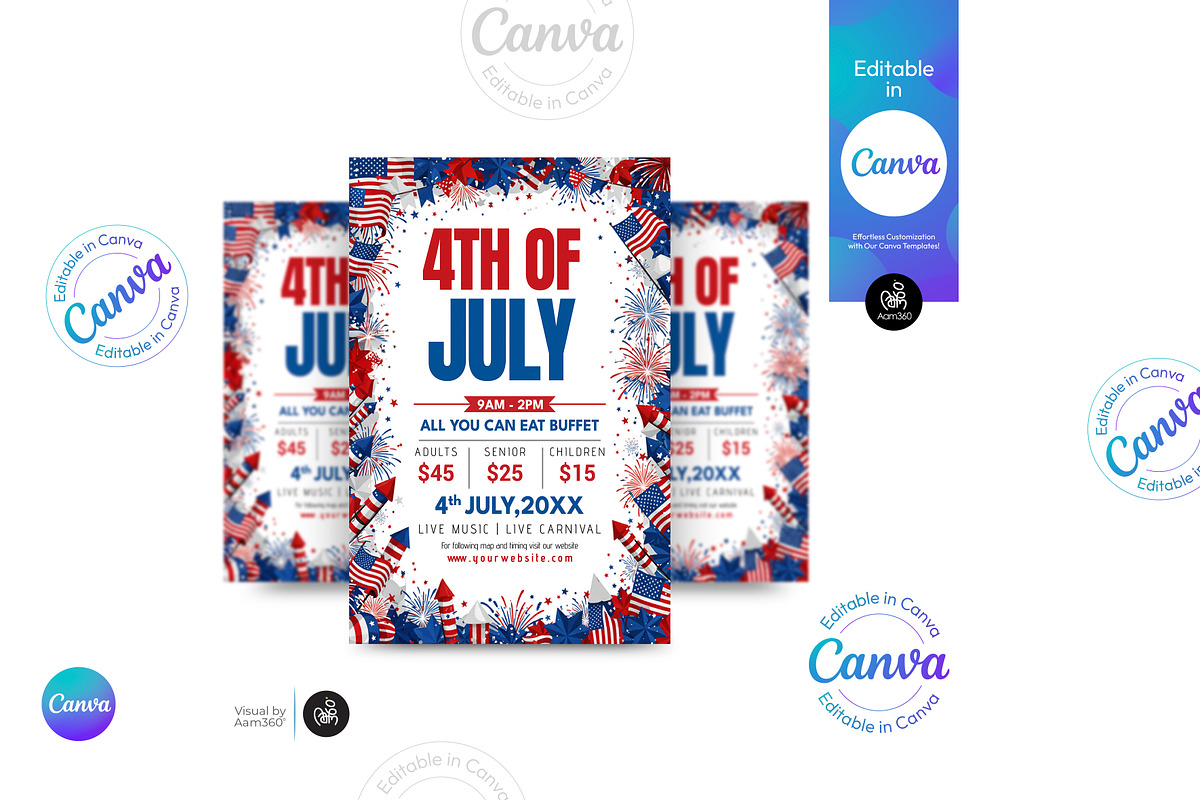 4th of July party invitation, a Flyer Template by Aam360 (Photo 3 of 3)