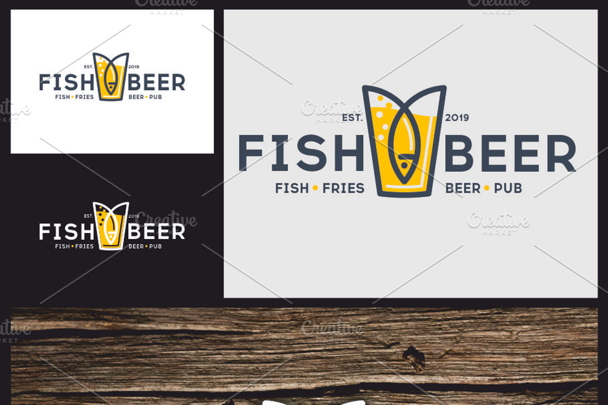 Fish & Beer Logo, a Branding & Logo Template by gabicotza