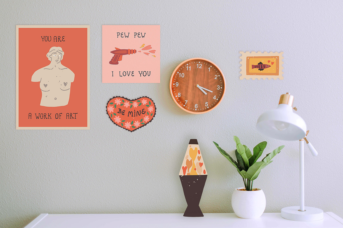Retro Valentine clipart and graphics, a Decorative Illustration by Paper Cherry (Photo 17 of 23)