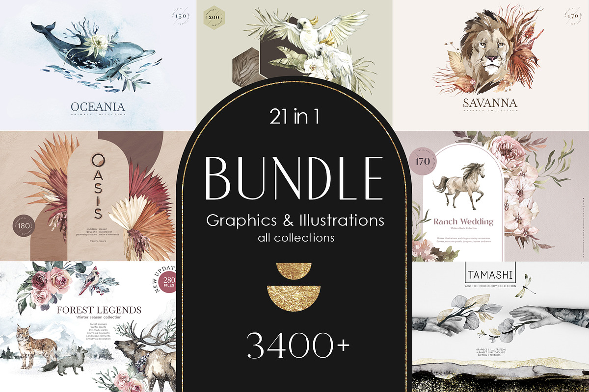 BUNDLE 3400+ in 1 Illustrations, an Animal Illustration by Anastezia Luneva (Photo 1 of 22)