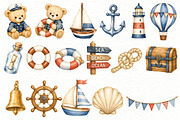 Nautical Teddy Bear Clipart, an Animal Illustration by Villa 11 Estudio (Thumbnail 3 of 10)
