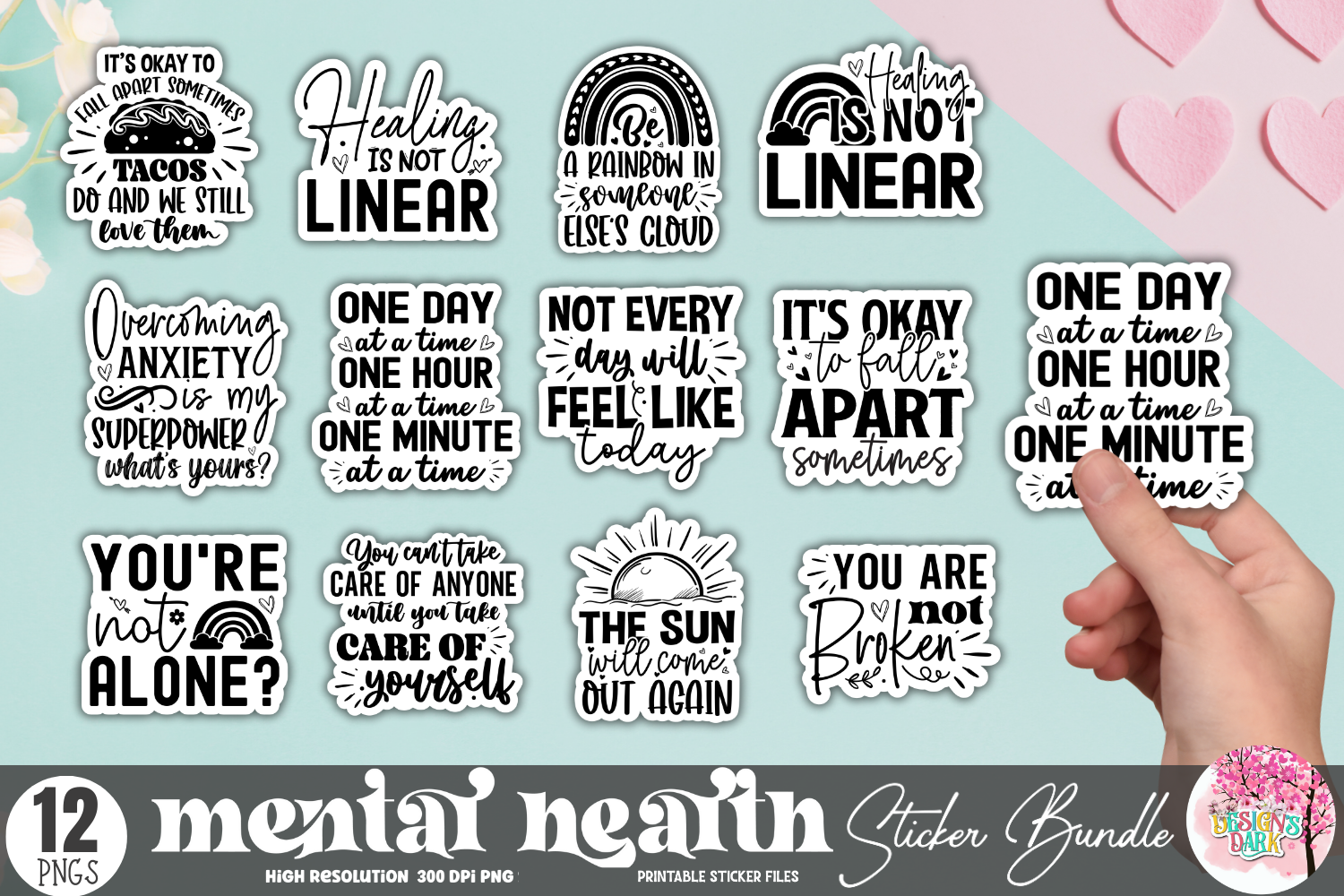 Mental Health Sticker Bundle, an Object Graphic by Design's Dark