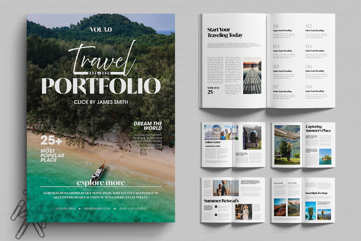 Modern Travel Portfolio Magazine, a Magazine Template by MightyDesign (Photo 1 of 6)