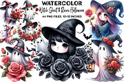 Witch Ghost & Roses Halloween, an Illustration by DreamArtGraphic (Thumbnail 1 of 5)