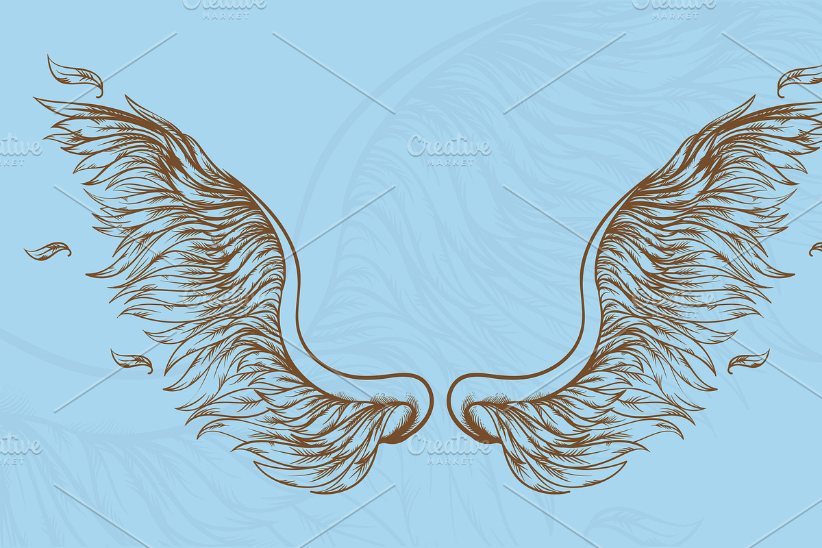 Angel wings hand drawn set, a Decorative Illustration by dreamwaves
