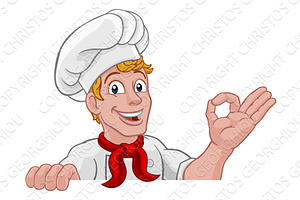Chef Cook Baker Man Cartoon Peeking, a Person Illustration by Christos Georghiou
