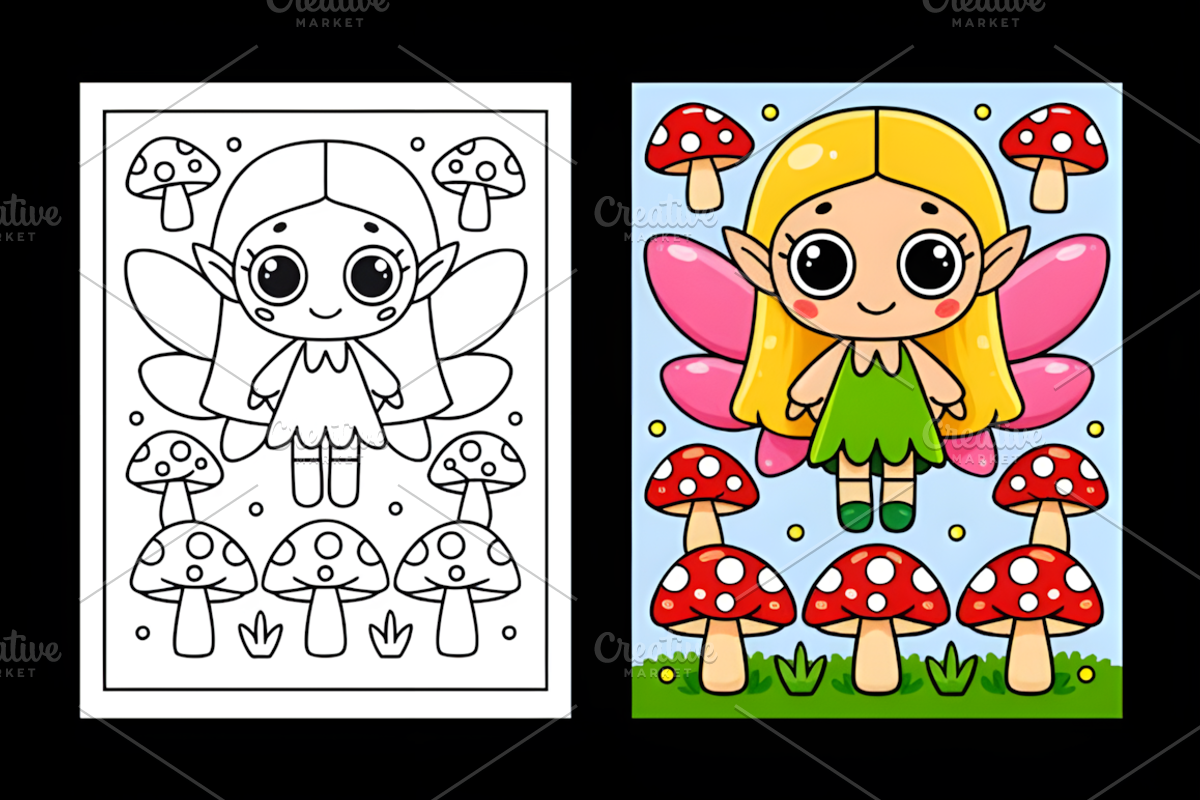 Whimsical Goblin World Coloring Page, a Decorative Illustration by Design Station (Photo 4 of 8)