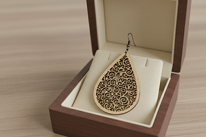 Floral Teardrop Laser Cut Earring, an Object Graphic by Amazin_art