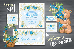 ✿ Festive set with gentle flowers ✿, a Card Template by Vector beauty