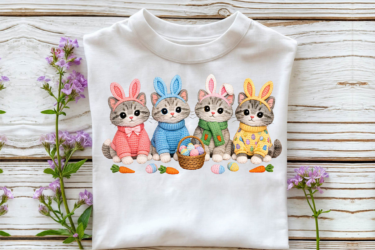 Crochet Easter Kittens png, an Illustration by DreamCafeArt (Photo 4 of 6)