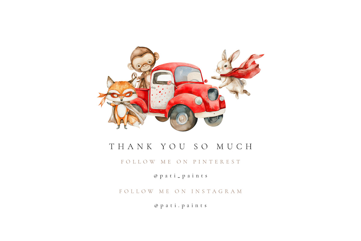 Watercolor Superhero Clipart Set, an Animal Illustration by Pati Paints (Photo 6 of 9)