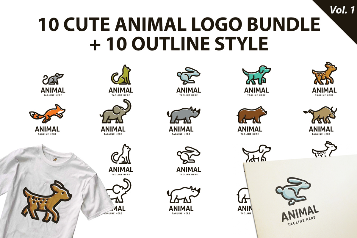 Cute Animal Logo Bundle Vol 1, a Branding & Logo Template by Qilart (Photo 1 of 3)