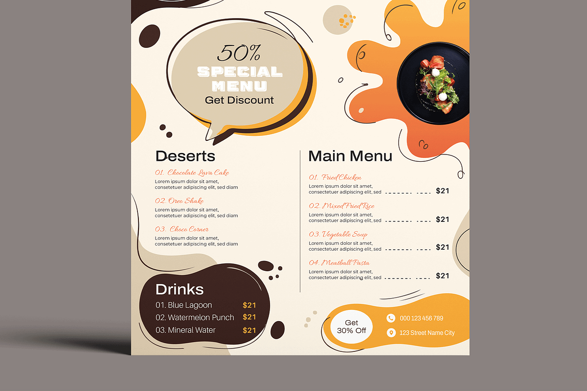 Food Menu Template, a Flyer Template by MightyDesign (Photo 5 of 8)