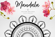 6 Mandala Illustrator Brushes, an Illustration by Vector Vendor (Thumbnail 1 of 3)