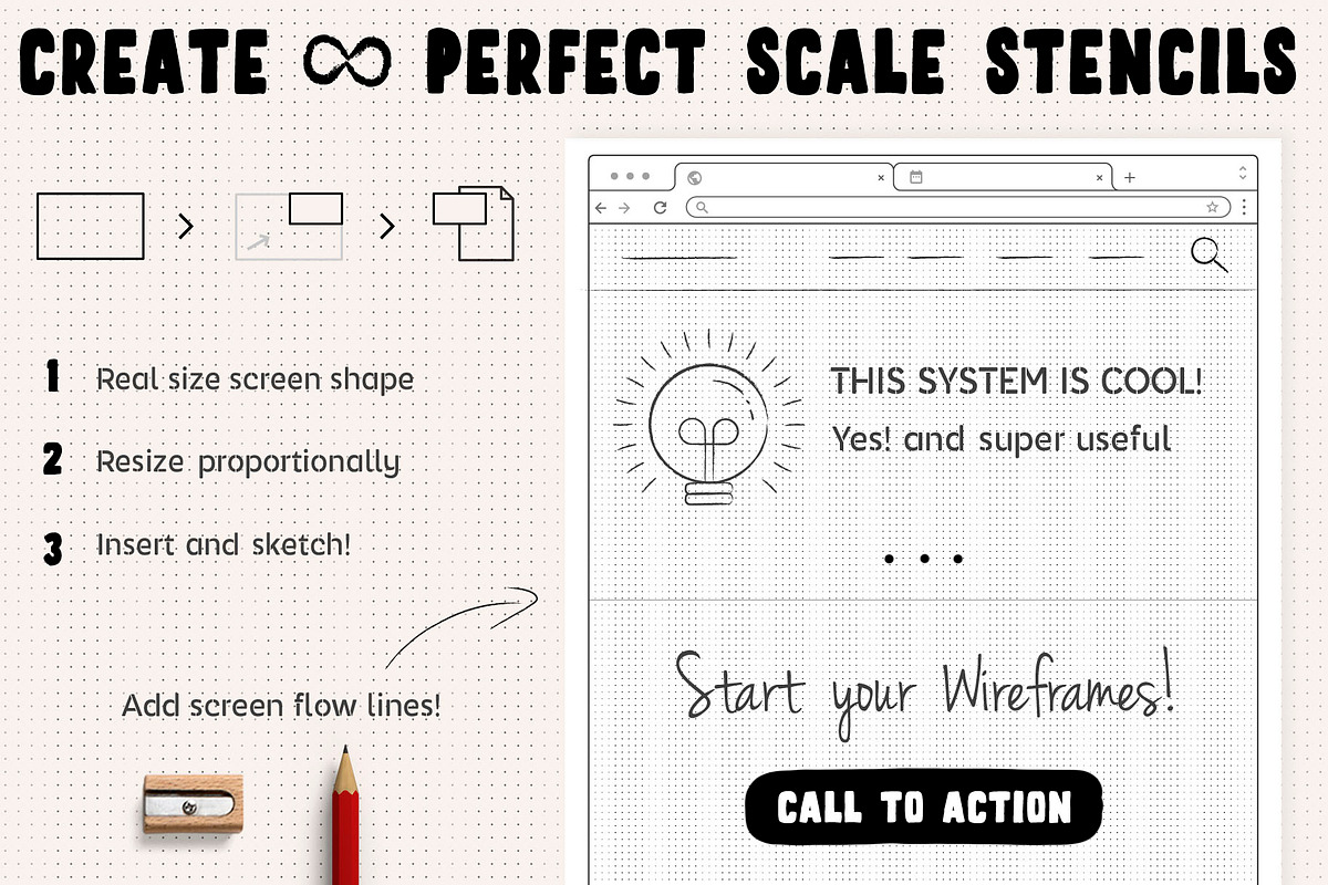 Wireframe Sketchsheet with Stencils, a Wireframe Template by Sargatal (Photo 7 of 7)