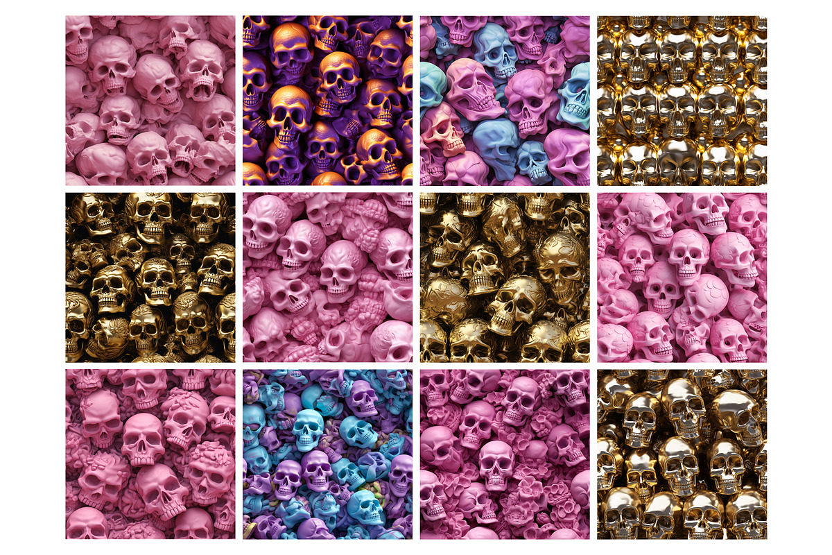 3D Skull Seamless Pattern, a Pattern Graphic by Forhadx5 (Photo 5 of 8)