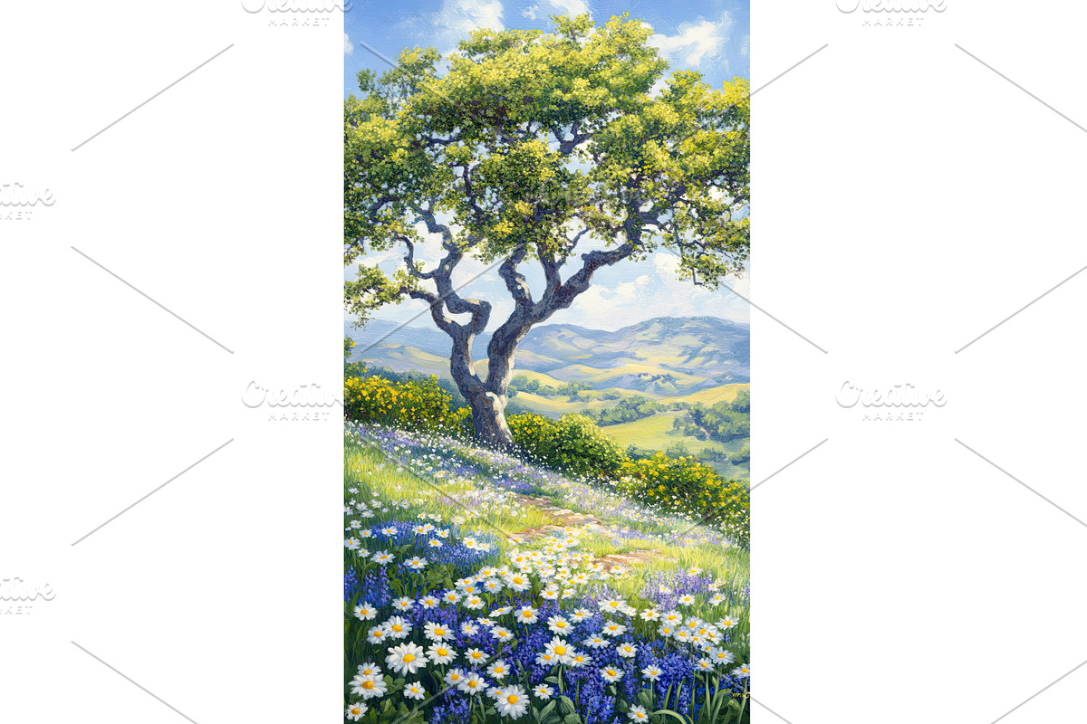 Scenic spring meadow with, an Illustration by Lermont51