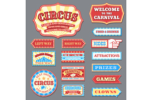 Vintage Circus Labels And Carnival