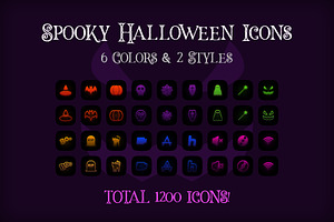 iOS15 Halloween Icons with 6 Colors