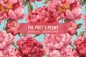 POET'S PEONY Seamless Pattern