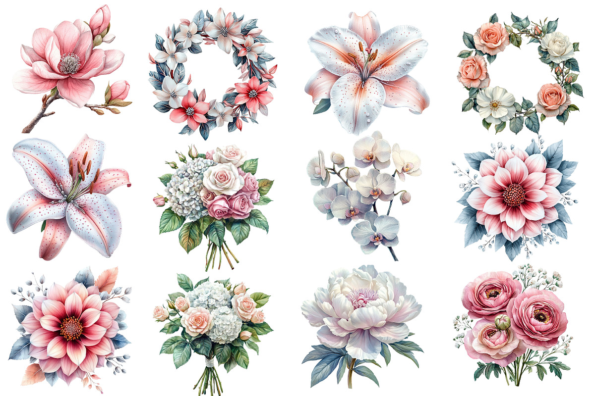 Pink White and Floral Clipart, an Illustration by Designworld (Photo 2 of 5)