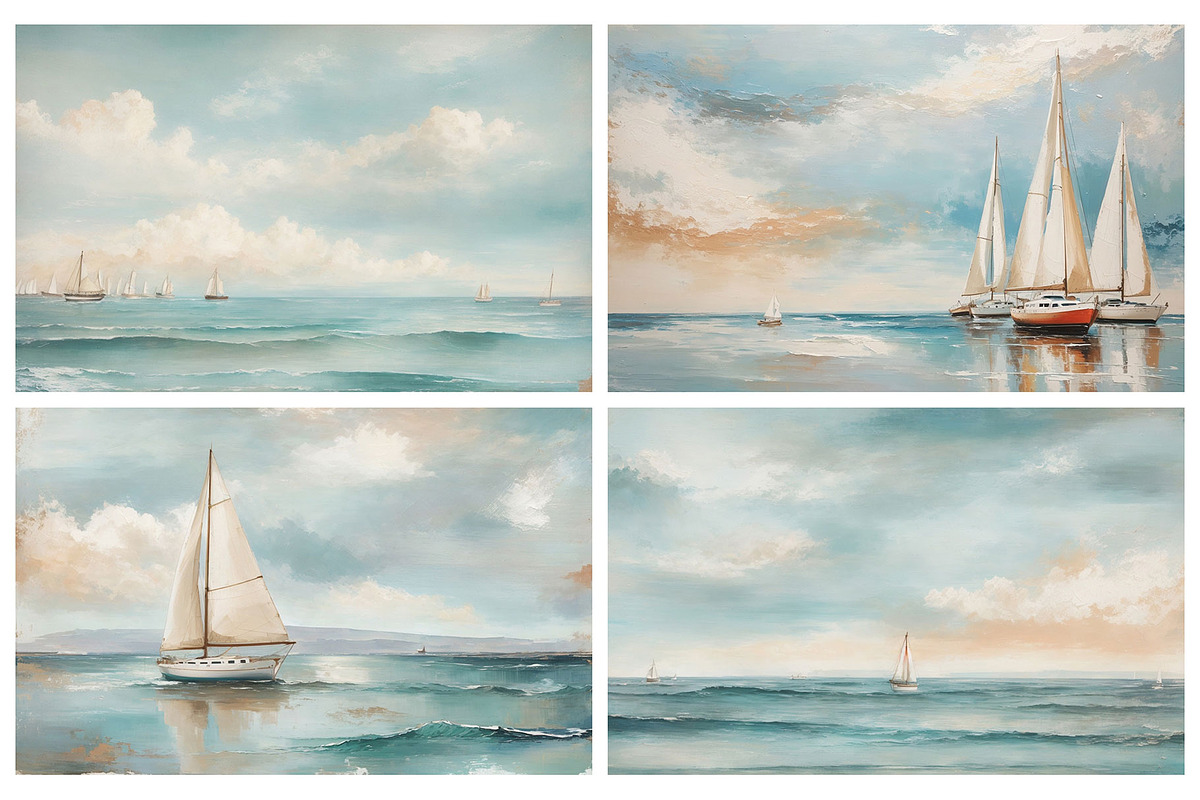 Seascape Oil Painting 'Sailboat', a Background Graphic by by creative paper (Photo 14 of 16)