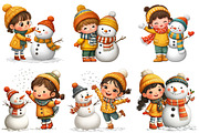 Christmas Girl with Snowman PNG, an Illustration by Craft Nest (Thumbnail 9 of 11)