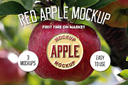 Red Apple mockup + (2 mockups), a Mockup by Piro Concept (Thumbnail 1 of 3)