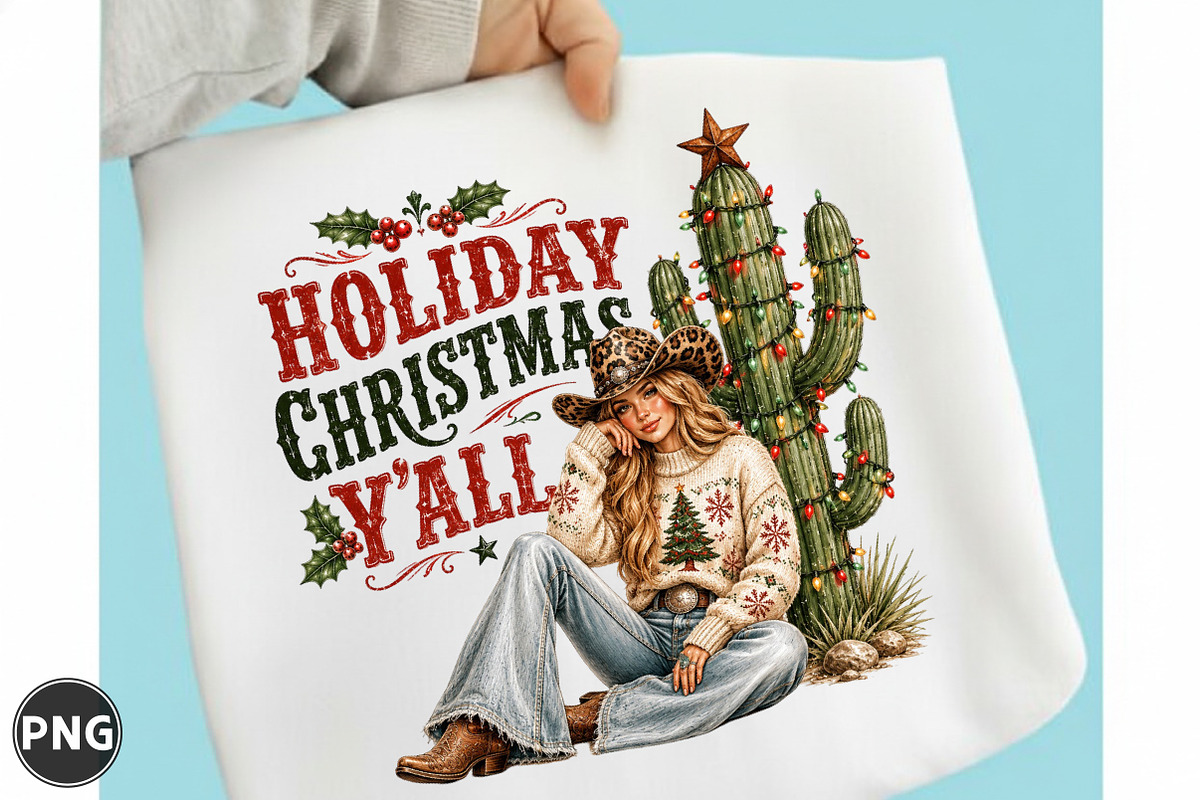 Western Holiday Christmas Y'all PNG, a Seasonal Illustration by designcity5 (Photo 1 of 4)