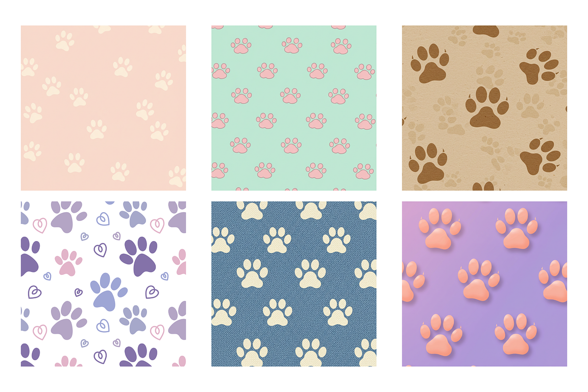 Cute Paw Print Seamless Pattern Pack, a Texture Illustration by BerryPieArt (Photo 2 of 3)
