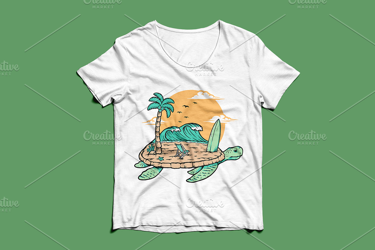Beach and turtle illustration, an Animal Illustration by gunaonedesign (Photo 3 of 6)