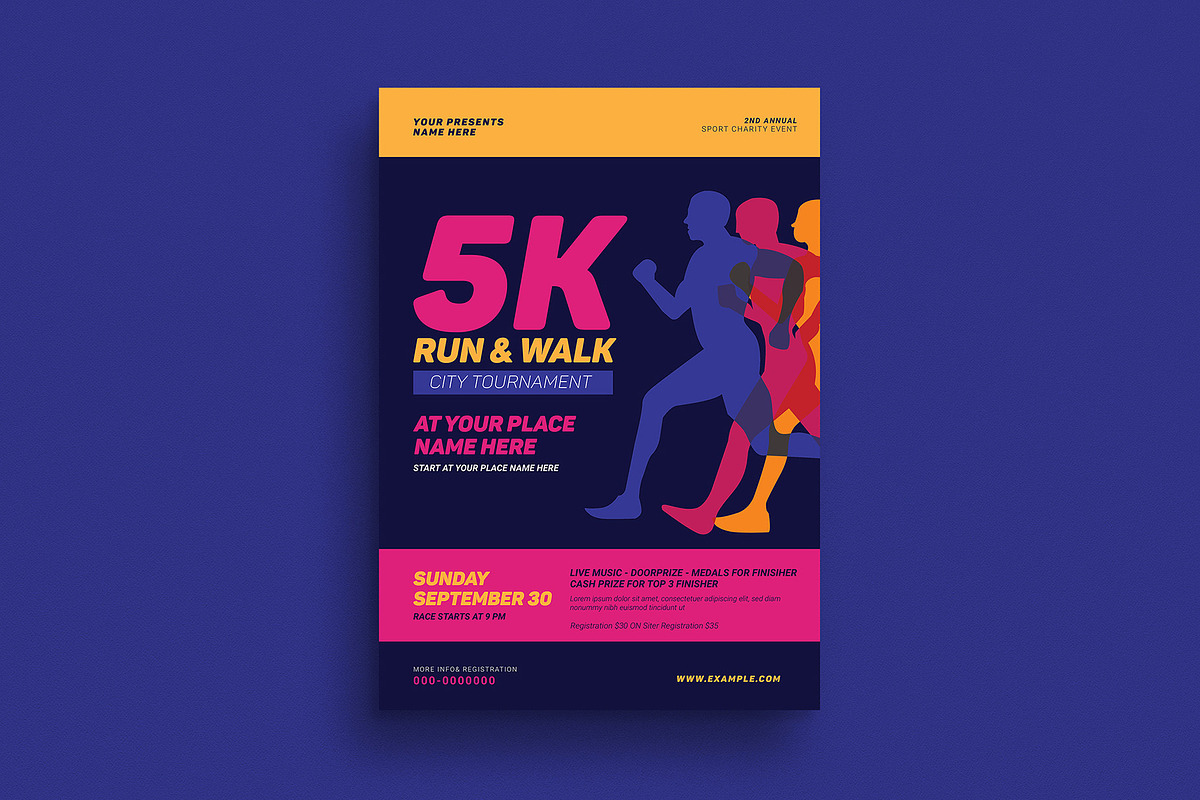 5k Run & Walk Event Flyer, a Flyer Template by Guuver