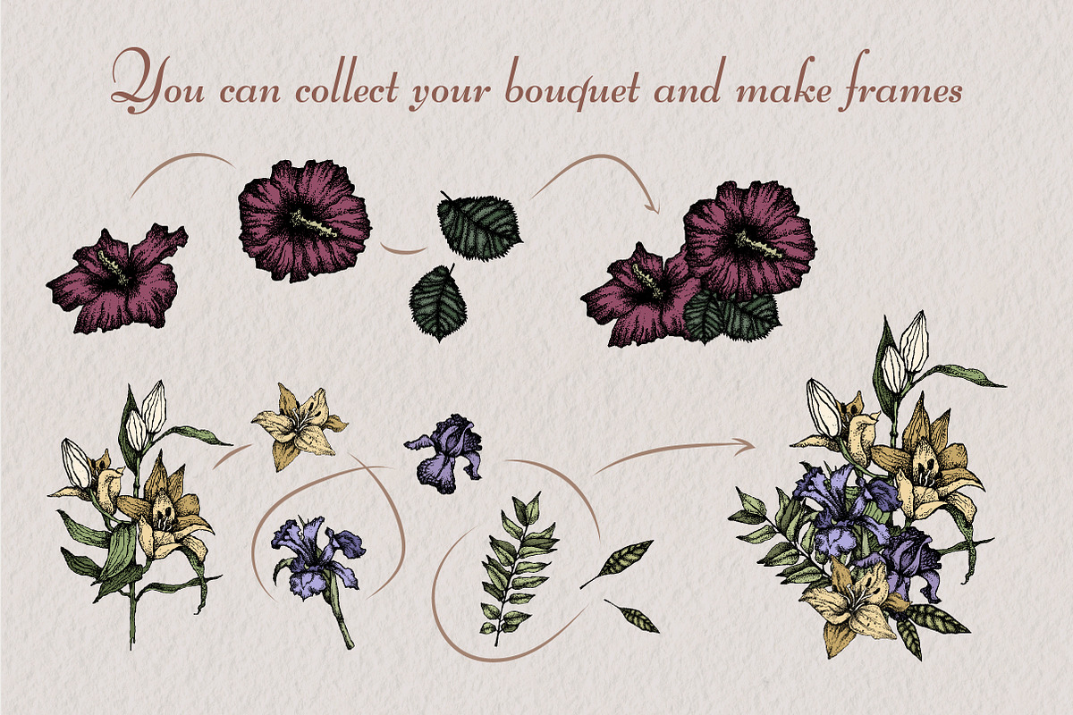 Digital Vintage Flowers, a Decorative Illustration by Onceli*art (Photo 8 of 14)