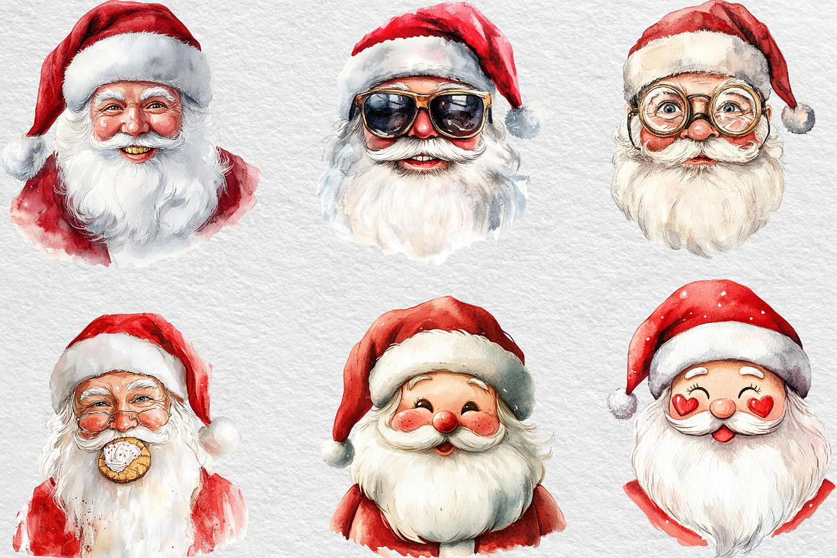 Retro Funny Santa Claus Face Clipart, an Illustration by Black Bird Studio (Photo 4 of 6)