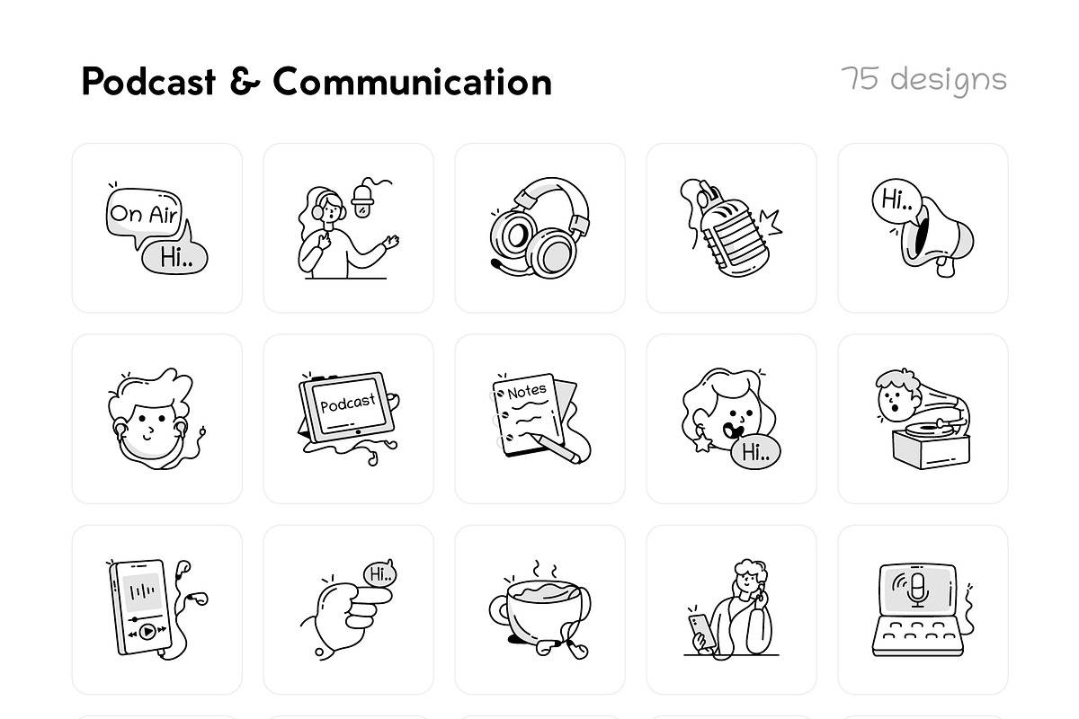 Podcast and Communication Icons, an Outline Icon by Vectors Market (Photo 9 of 10)