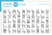 100 Chair and Sofa Icons Set, an Outline Icon by Designfour (Thumbnail 1 of 7)