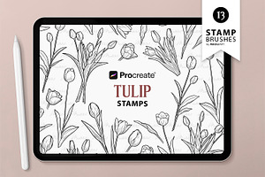 Tulip Spring Flower Procreate Stamps